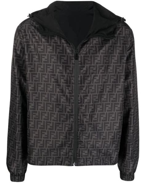 fendi black logo zip-up jacket|Fendi jackets for men.